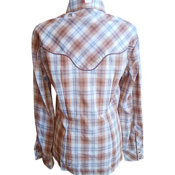 36 Large New Vintage Cowgirl Western Shirt 1980's Plaid Western Stage West USA - Picture 5 of 9
